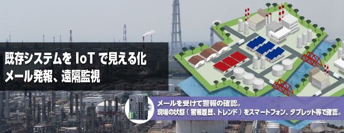 既存システムをIoTで見える化　メール発報、遠隔監視